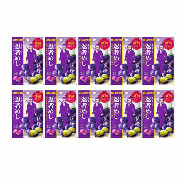 UHA Mikakuto Ninja Meshi Hard Gummy, Kyoho Grape Flavor (20g x 10 Bags)