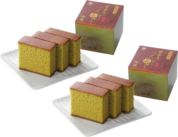 Kashuen Moricho Long Shelf Life Matcha Green Tea Castella Cake 3 Pieces (pack of 2)