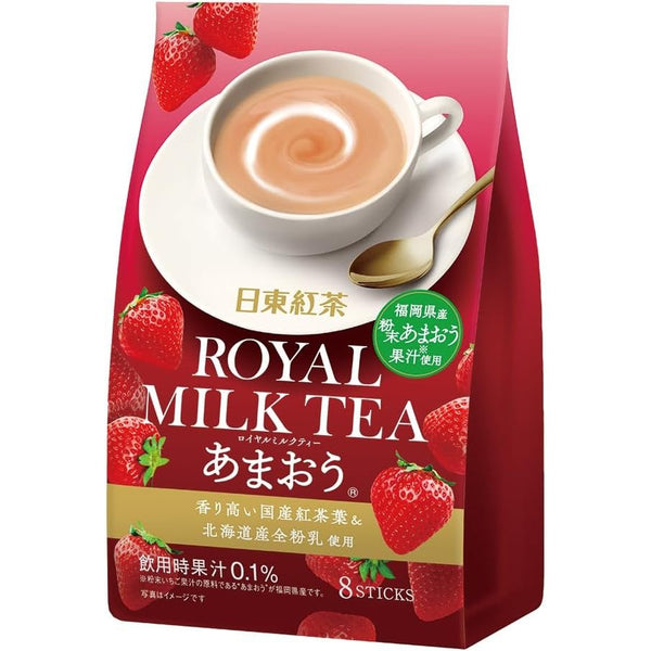 Nittoh Kocha Instant Royal Milk Tea Amaou Strawberry Flavor 8 Sticks (Pack of 4)