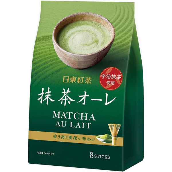 Nittoh Tea Matcha Green Tea Latte Powder (Matcha Au Lait) 8 Sticks (Pack of 4)