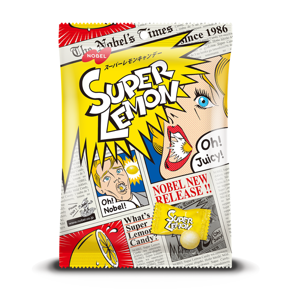 Nobel Super Lemon Sweet and Sour Hard Candy 88g (Pack of 4)