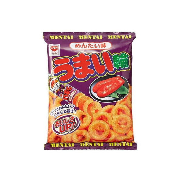 Yaokin Umaiwa Mentai Spicy Cod Roe Corn Puff Rings 75g (Pack of 12)