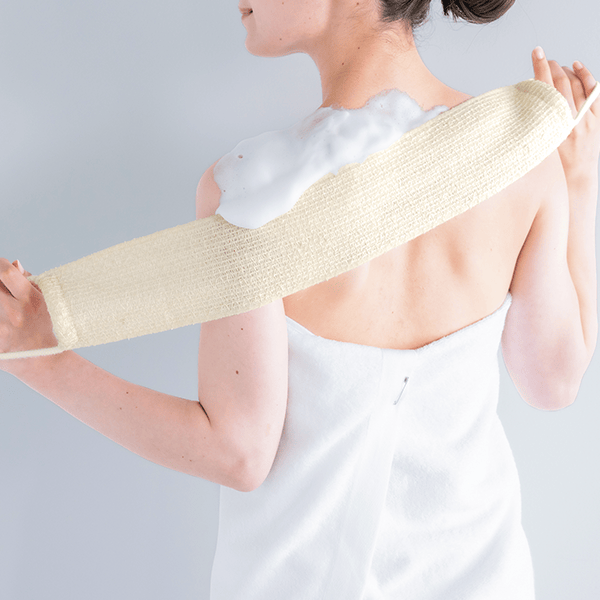 DHC Kibiso silk body towel used to wash the back